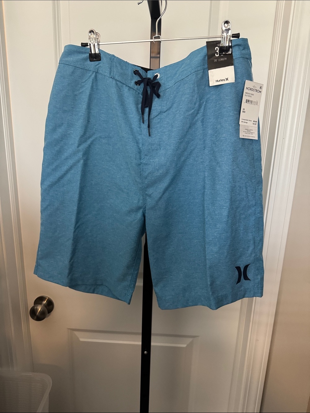 Hurley Teal-Blue Men's Boardshorts with Black Drawstring